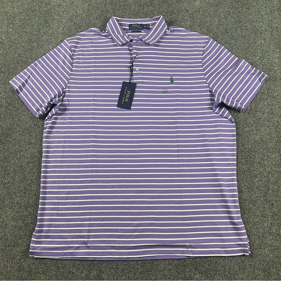 Polo Ralph Lauren Purple and White Striped Shirt Pima Soft Touch Charter S/S - Picture 1 of 8